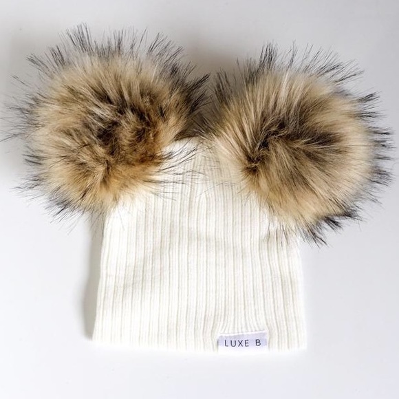 baby girl double pom pom hat